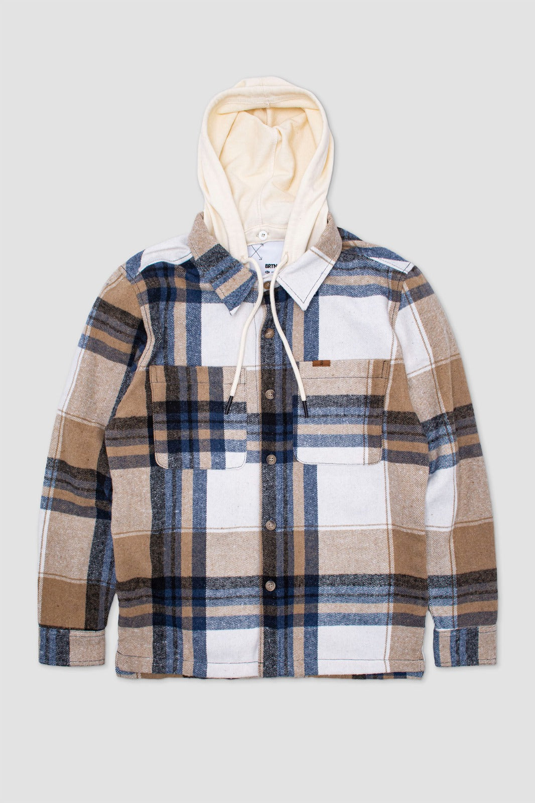 Camisa M/L Flanels Pecker Beige Azul Oscuro
