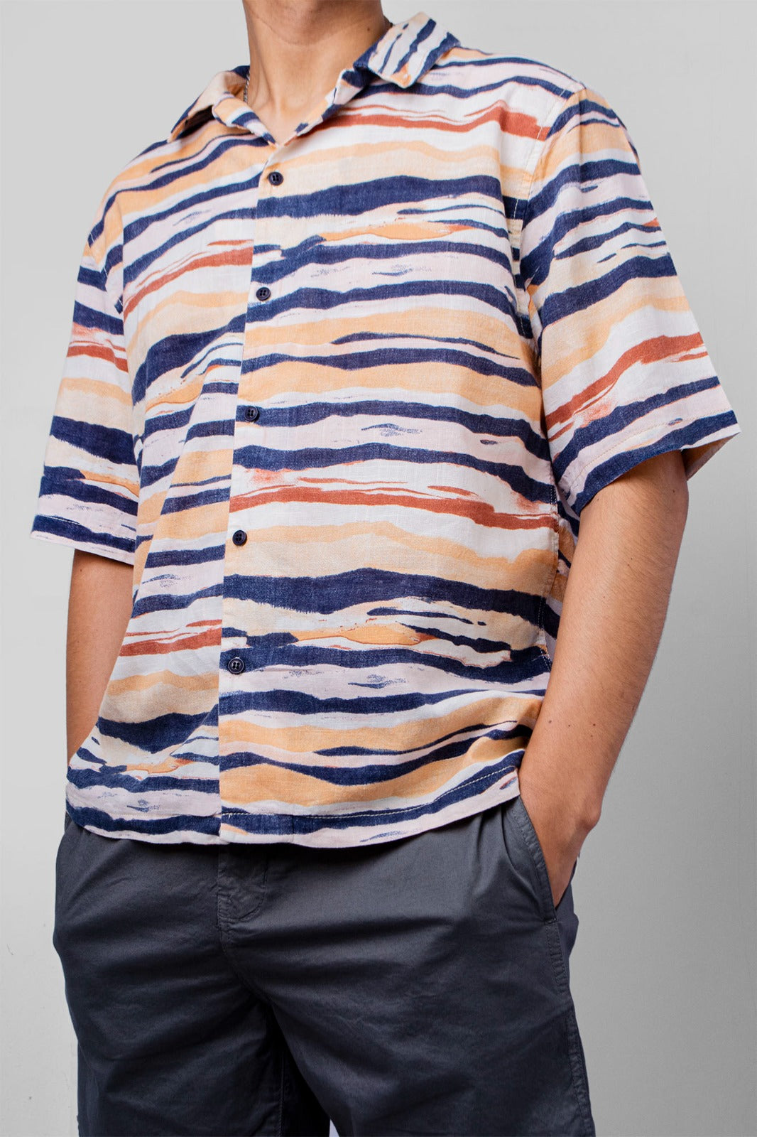 CAMISA LINER AZUL / NARANJA